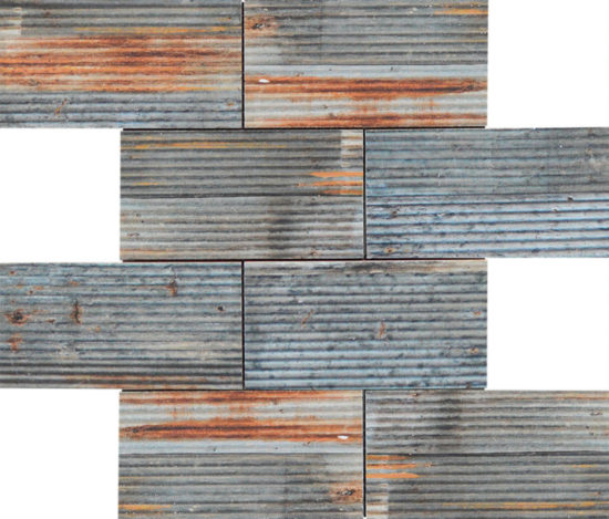 2.8"X6" Rust Industrial Linear Relief Pattern Glazed Ceramic Mosaic | Quality Carpet Inc.