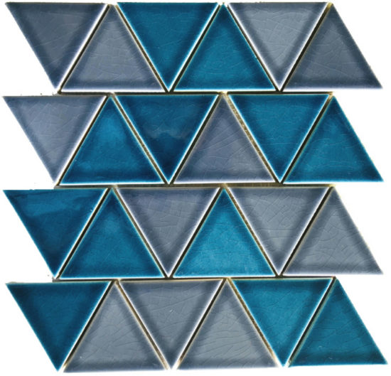 3" Triangular Glazed Ceramic Grey Blue Mosaic | Quality Carpet Inc.