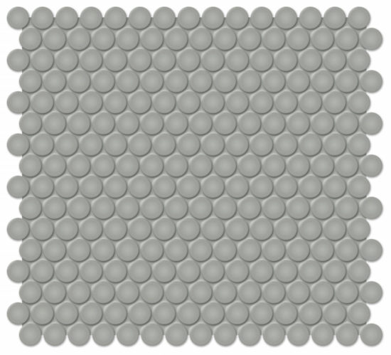 3/4" Taupe Glossy Penny Round Mosaic | Quality Carpet Inc.