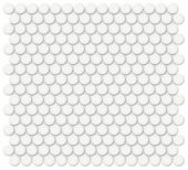 3/4" White Matte Penny Round Mosaic | Quality Carpet Inc.