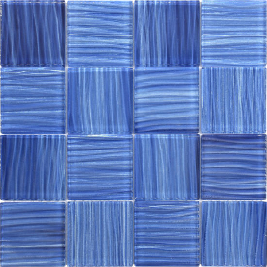 3"X3" Glass Pool Striped Cobalt Blue Mosaic | Quality Carpet Inc.