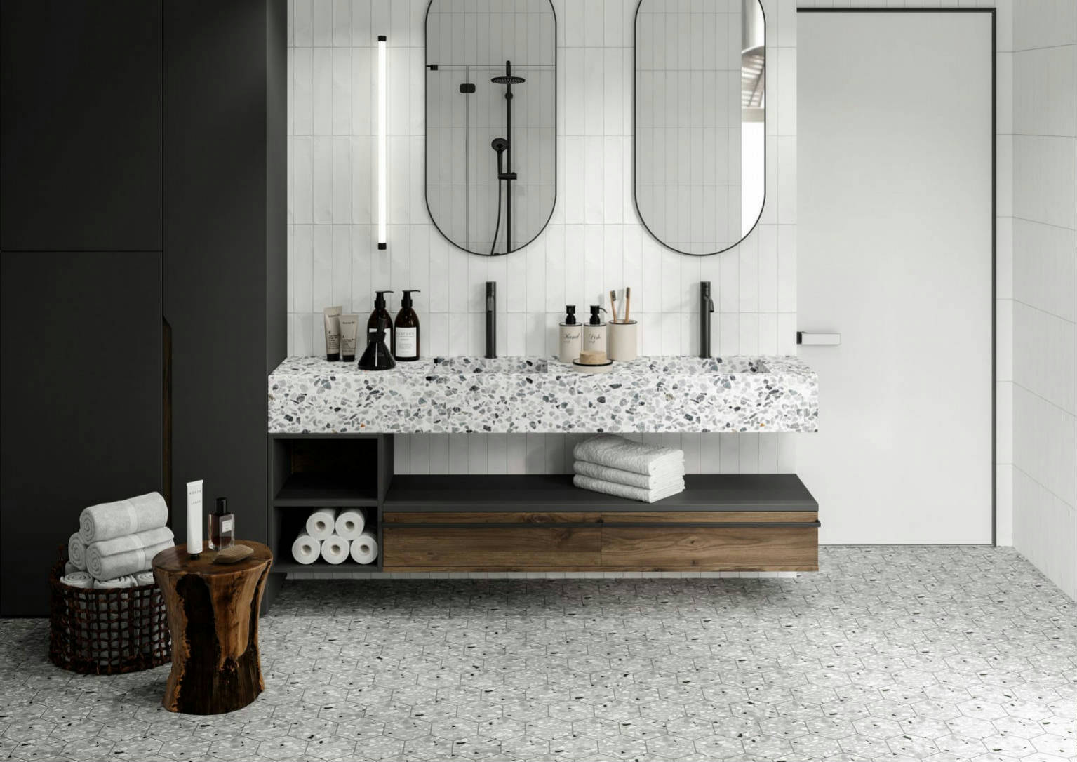 Altea 5.5X6.3” Grey and White Hexagon  | Quality Carpet Inc.