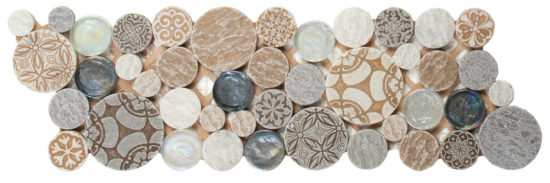 Beige Penny Round Décor / Glass Interlocking Border | Quality Carpet Inc.