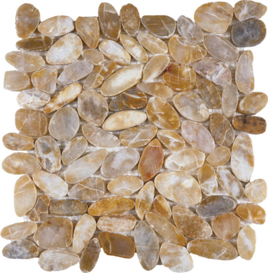 Beige Sliced Polished Pebble Interlocking Mosaic | Quality Carpet Inc.