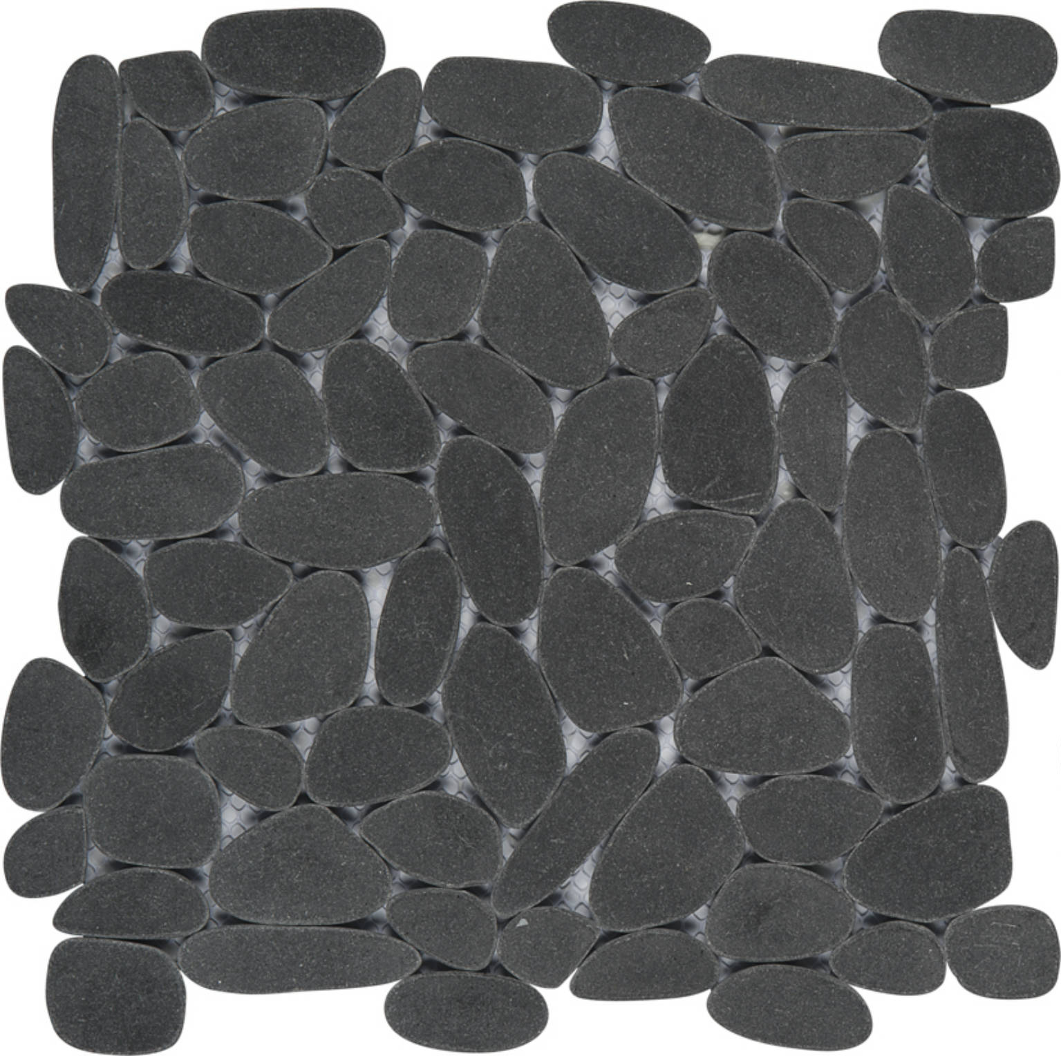 Black Sliced Reconstituted Pebble Interlocking Mosaic | Quality Carpet Inc.
