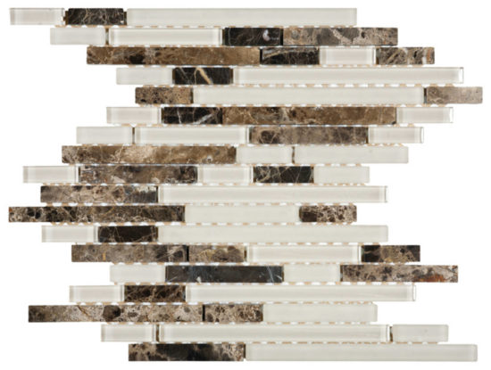 Brown Marble Beige Glass Baguette Interlocking Mosaic | Quality Carpet Inc.