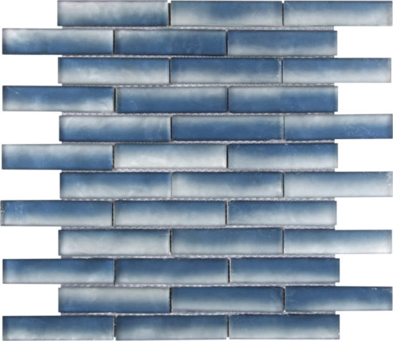 Glass Baguette Blue Mix Matte Interlocking Mosaic | Quality Carpet Inc.
