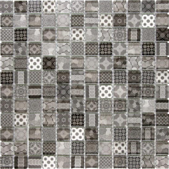 Glass Classic Décor Grey Black Glossy Mosaic | Quality Carpet Inc.
