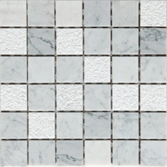Grey/White Marble Sand Blasted Honed Mix Finish 2"x2" | Quality Carpet Inc.