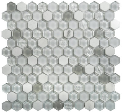 Hexagon White Glass Mosaic