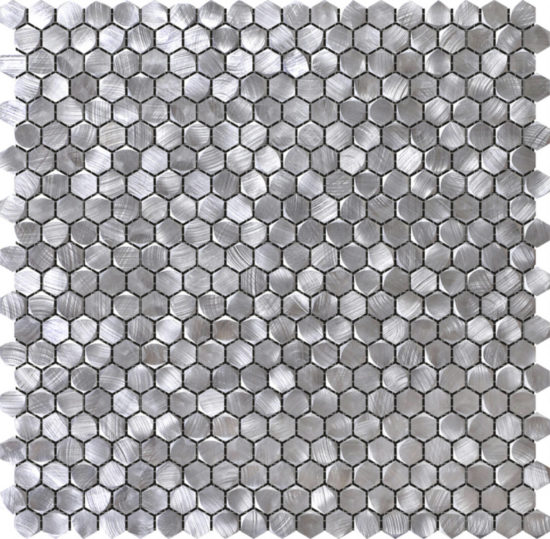 Medium Hexagon Silver Aluminum Mosaic | Quality Carpet Inc.