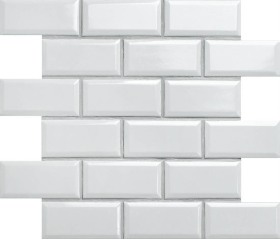 Mini Subway White Glazed Porcelain Interlocking Mosaic 2"X4" | Quality Carpet Inc.