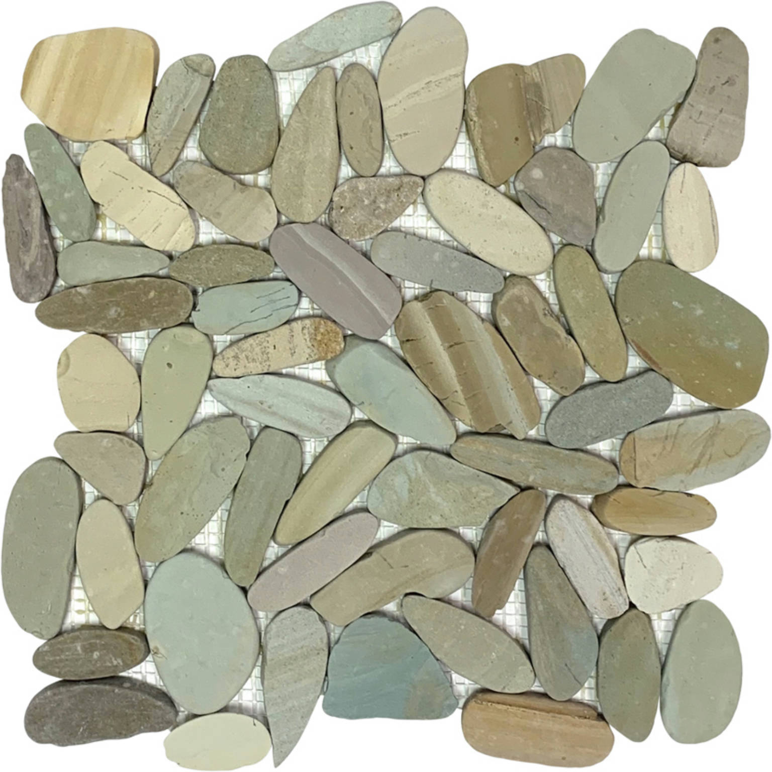 Mix Golden Sliced Matte Pebble Interlocking Mosaic | Quality Carpet Inc.