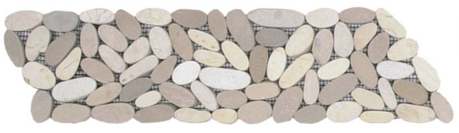 Mix White/Beige Sliced Matte Pebble Interlocking Border | Quality Carpet Inc.