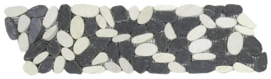 Mix White/Black Sliced Matte Pebble Interlocking Border | Quality Carpet Inc.