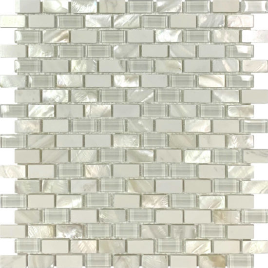 Mother Of Pearl Glass Marble White Mix Brick Mosaic | Quality Carpet Inc.