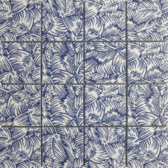 Palmtree Glazed Ceramic 3"X3" Cobalt Blue & White Mosaic | Quality Carpet Inc.