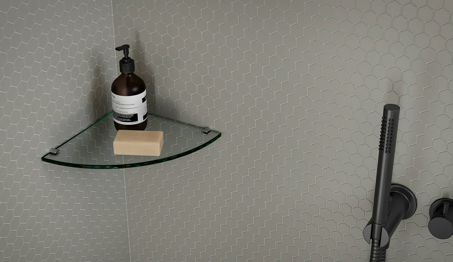 Traditions Taupe Matte 1in Hex Mosaic | Quality Carpet Inc.