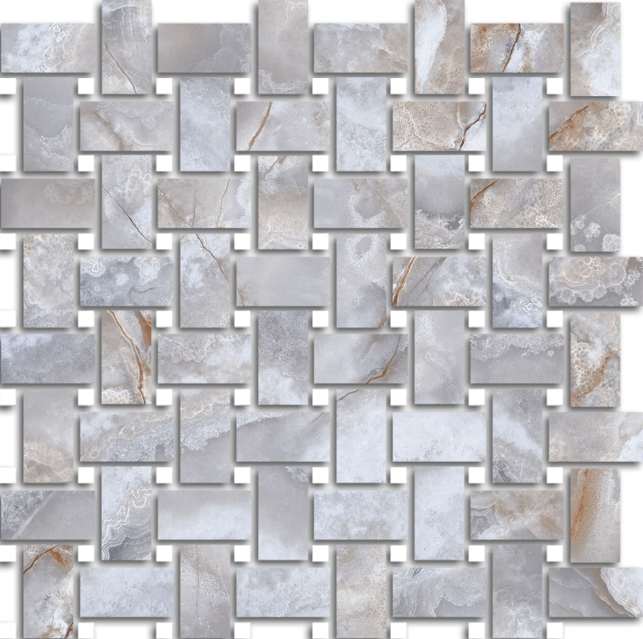 Treasure Blue Dream Onyx Polished Basketweave Mosaic | Quality Carpet Inc.