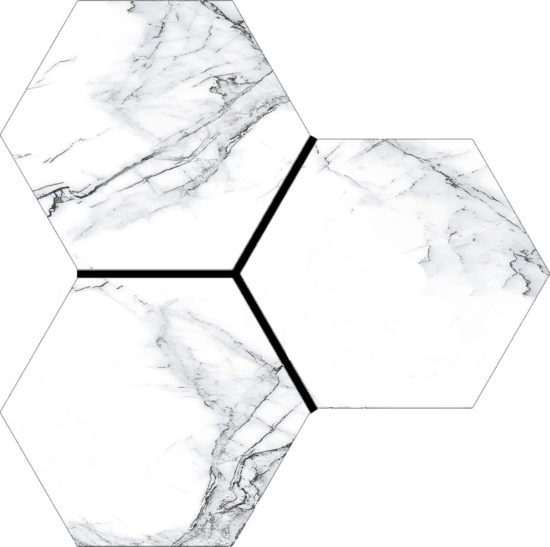Treasure Ice White Marble 6" Carved Hexagon | Quality Carpet Inc.