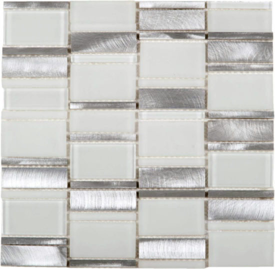 White Glass & Aluminum Mix Mosaic | Quality Carpet Inc.