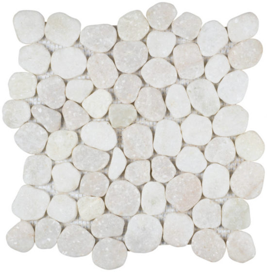 White Marble Sliced Stone Interlocking Mosaic | Quality Carpet Inc.