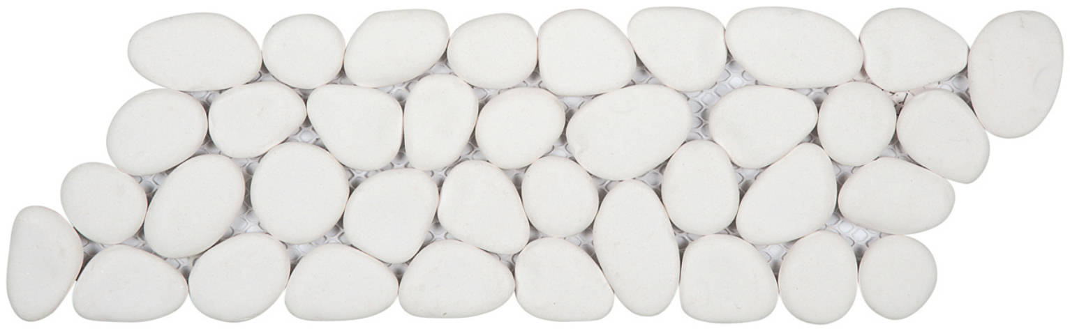White Reconstituted Pebble Mosaic Interlocking Border | Quality Carpet Inc.