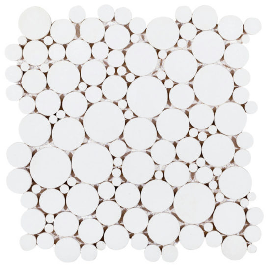White Reconstituted Round Interlocking Mosaic | Quality Carpet Inc.