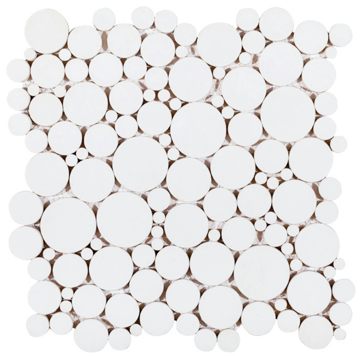 White Reconstituted Round Interlocking Mosaic | Quality Carpet Inc.