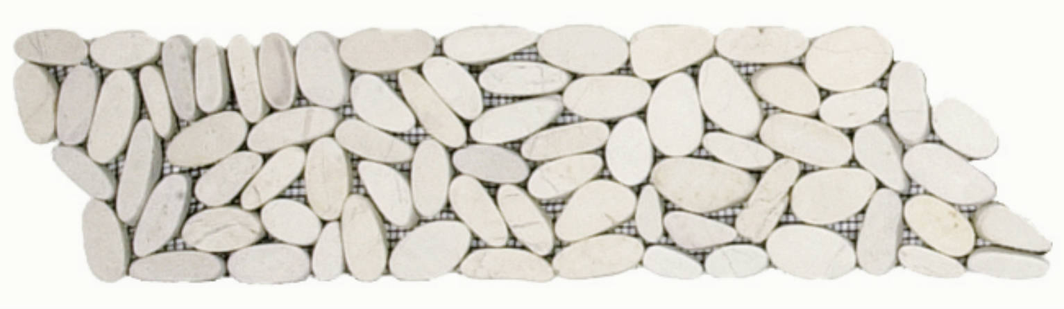 White Sliced Matte Pebble Interlocking Border | Quality Carpet Inc.