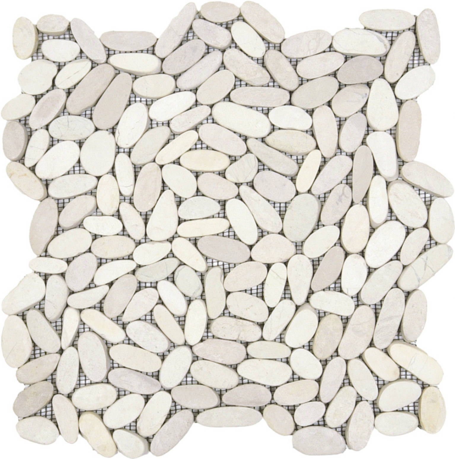 White Sliced Matte Pebble Interlocking Mosaic | Quality Carpet Inc.