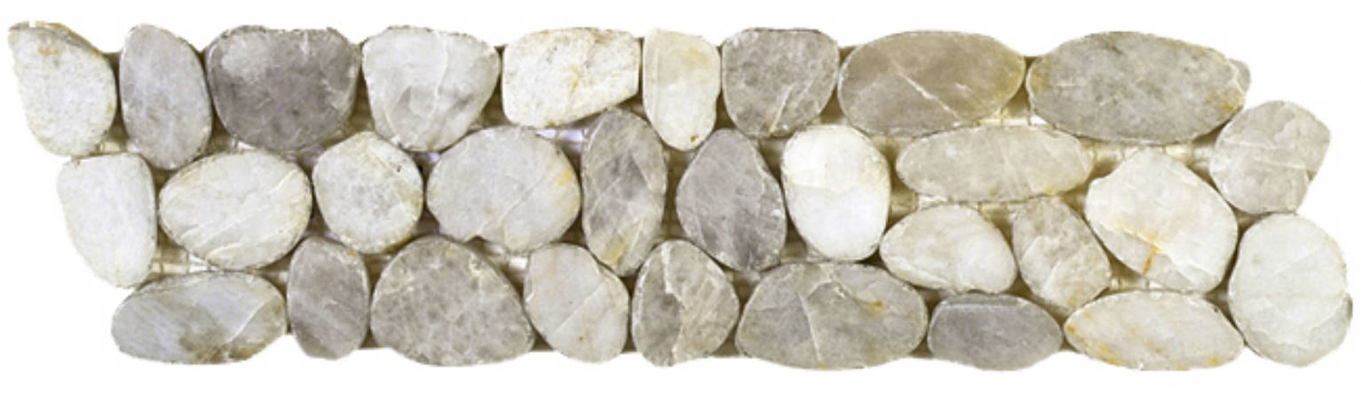 White Sliced Polished Pebble Interlocking Border | Quality Carpet Inc.
