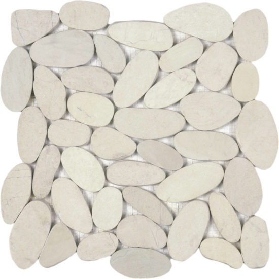 White Xl Sliced Matte Pebble Interlocking Mosaic | Quality Carpet Inc.