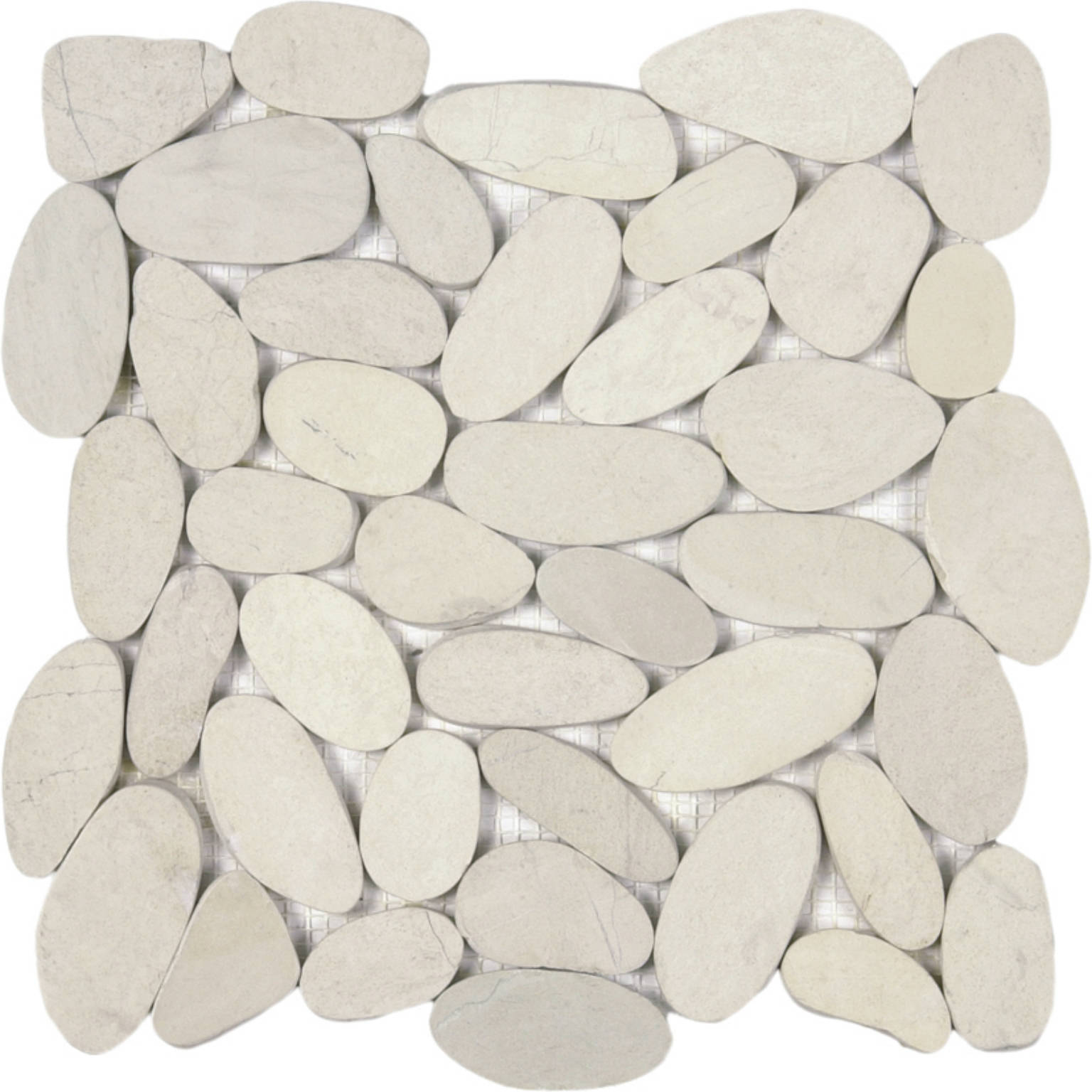 White Xl Sliced Matte Pebble Interlocking Mosaic | Quality Carpet Inc.