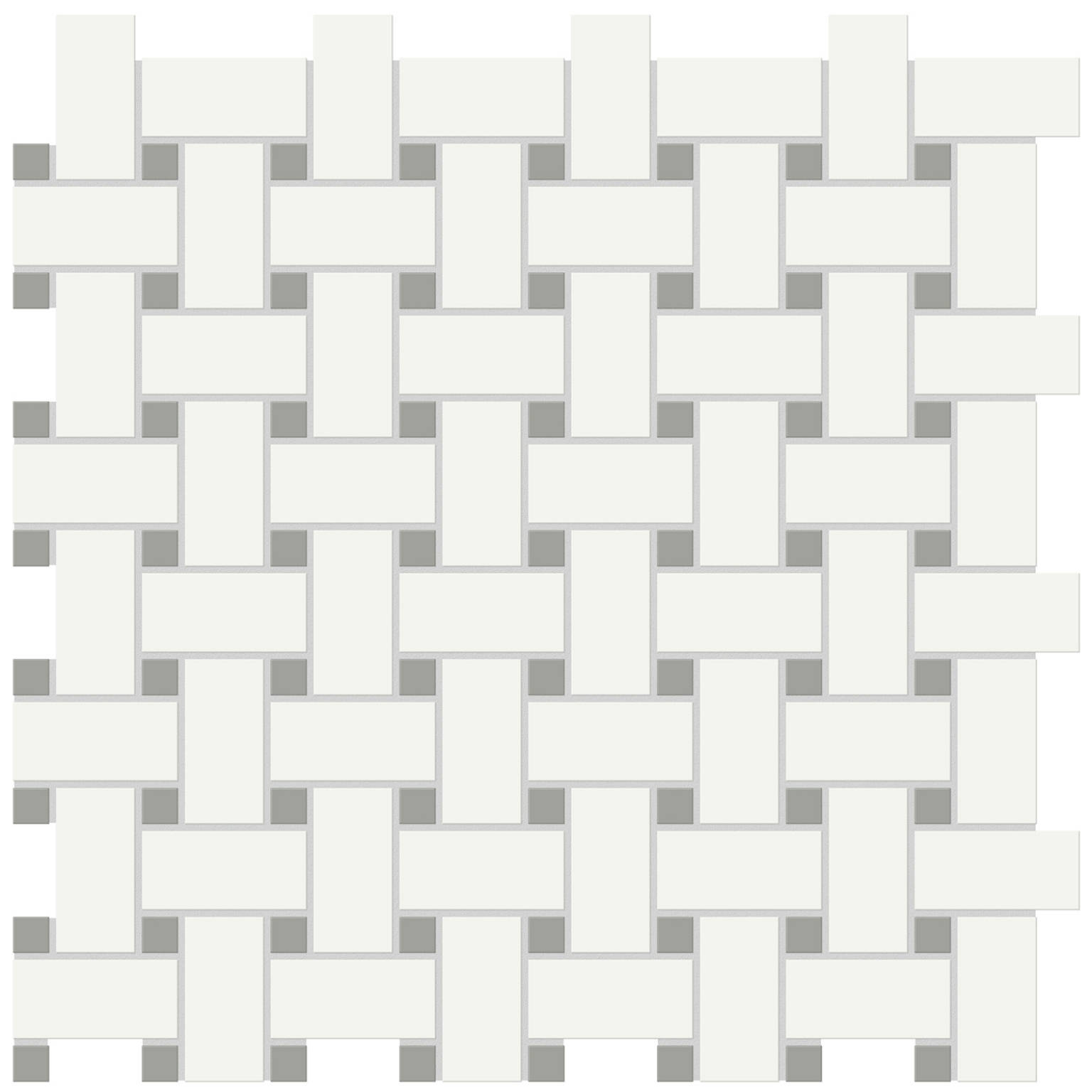 White w/Taupe Matte Basketweave Mosaic | Quality Carpet Inc.