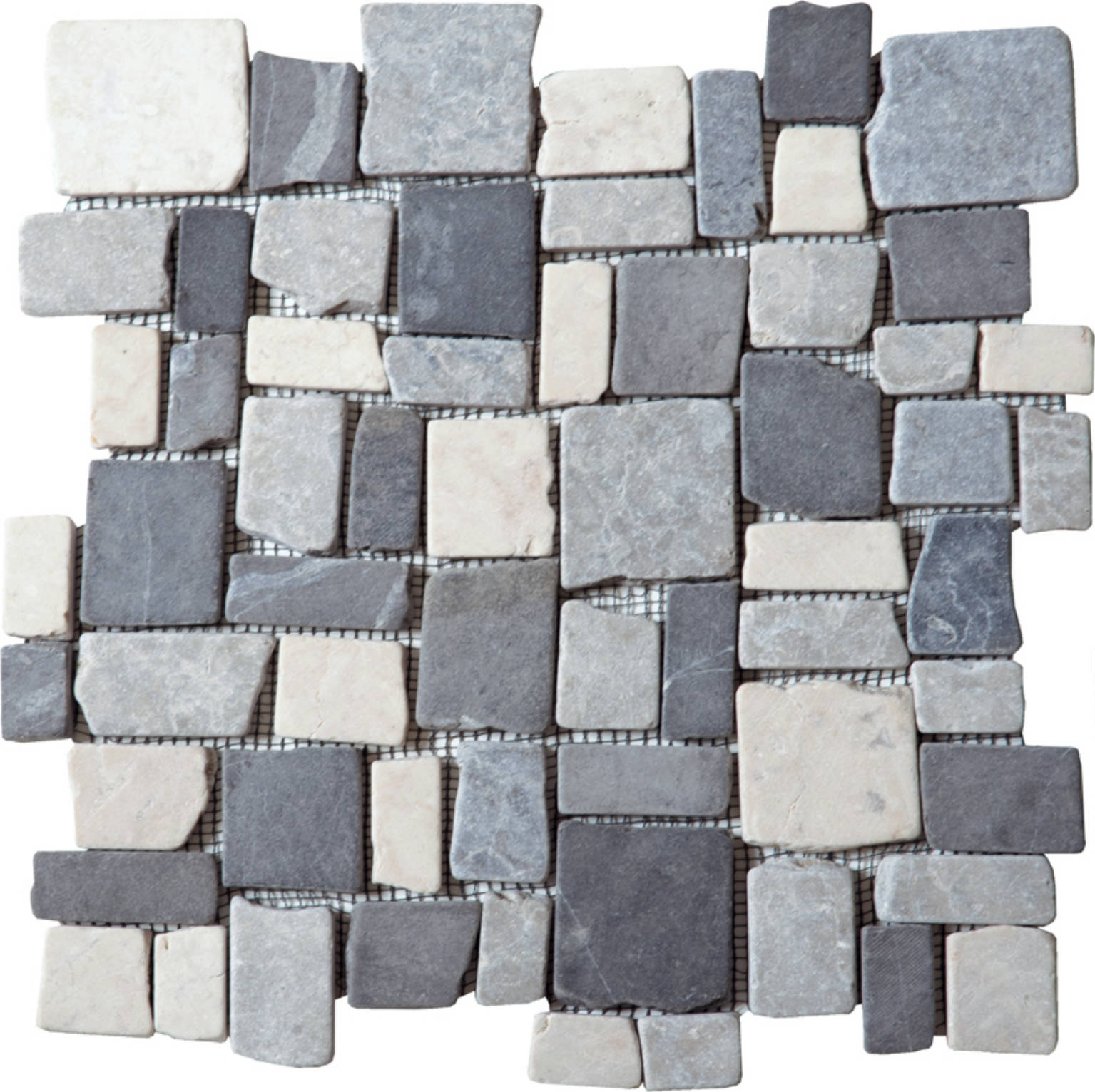 White/L.grey/D.grey Cubic Marble Opus Interlocking Mosaic | Quality Carpet Inc.
