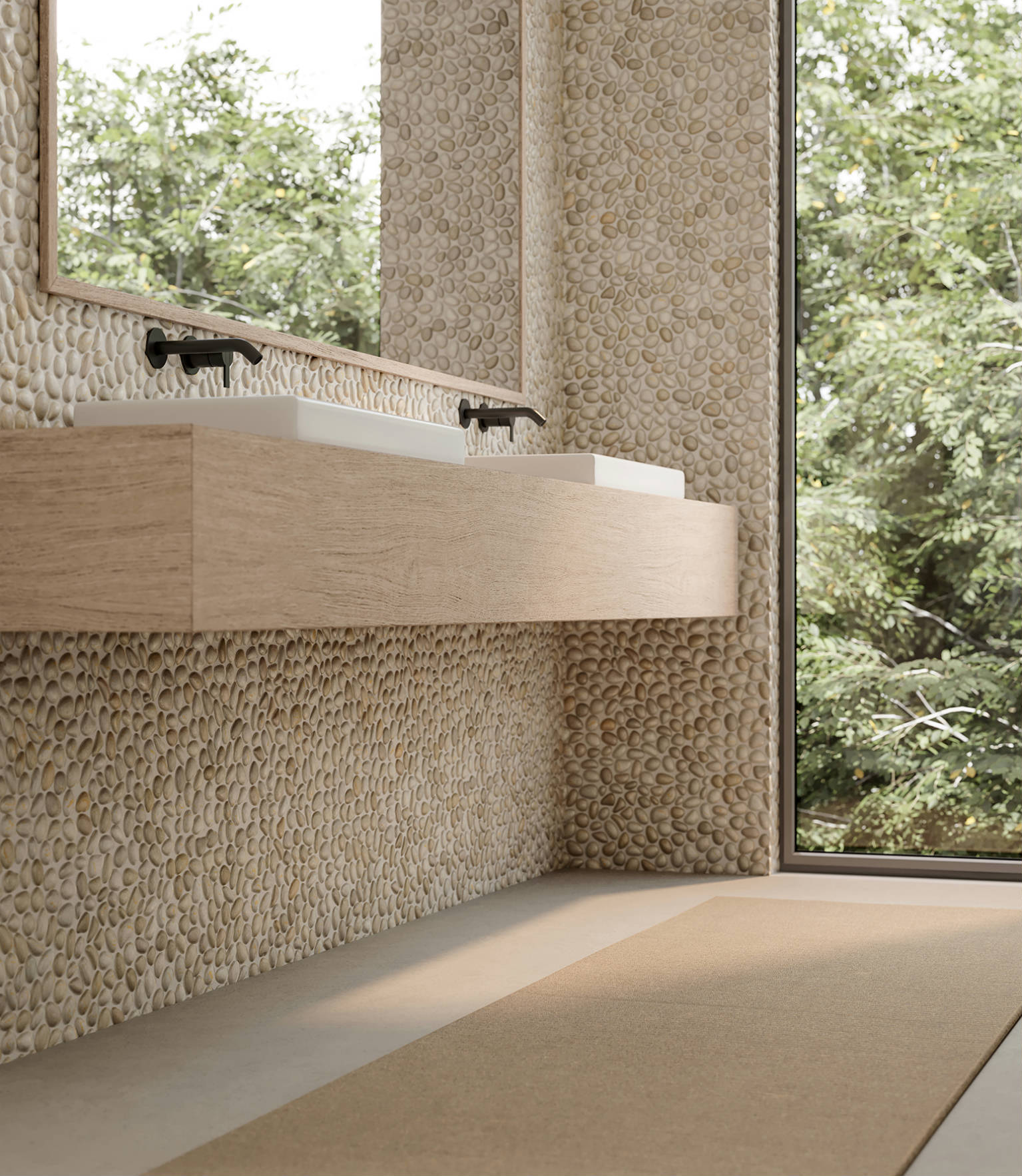 Zen Fiji Cream Natural Pebble Matte Mosaic 2 | Quality Carpet Inc.