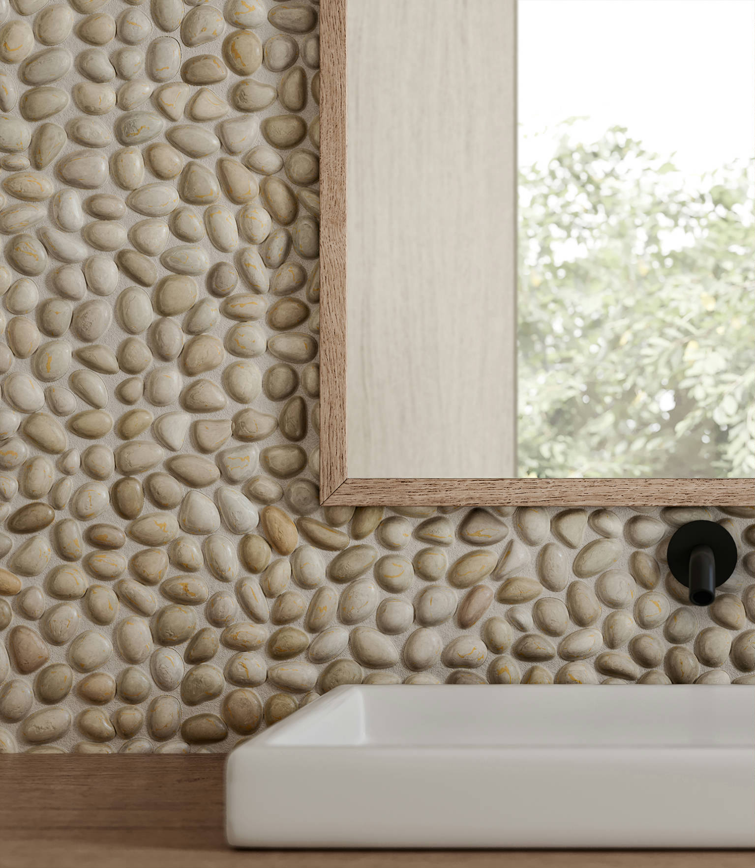 Zen Fiji Cream Natural Pebble Matte Mosaic 3 | Quality Carpet Inc.