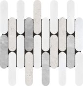 2"x6" Elongated Round White Grey Beige Marble Mix | LA TERRA STONE