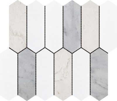 2″x6″ Picket White Grey Beige Marble Mix