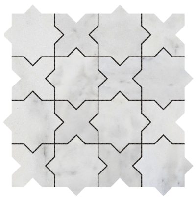 3″x3″ Cross & Star White Grey Marble