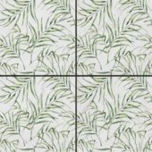 6"x6" Green Palm Leaf Printed Beige Marble | LA TERRA STONE