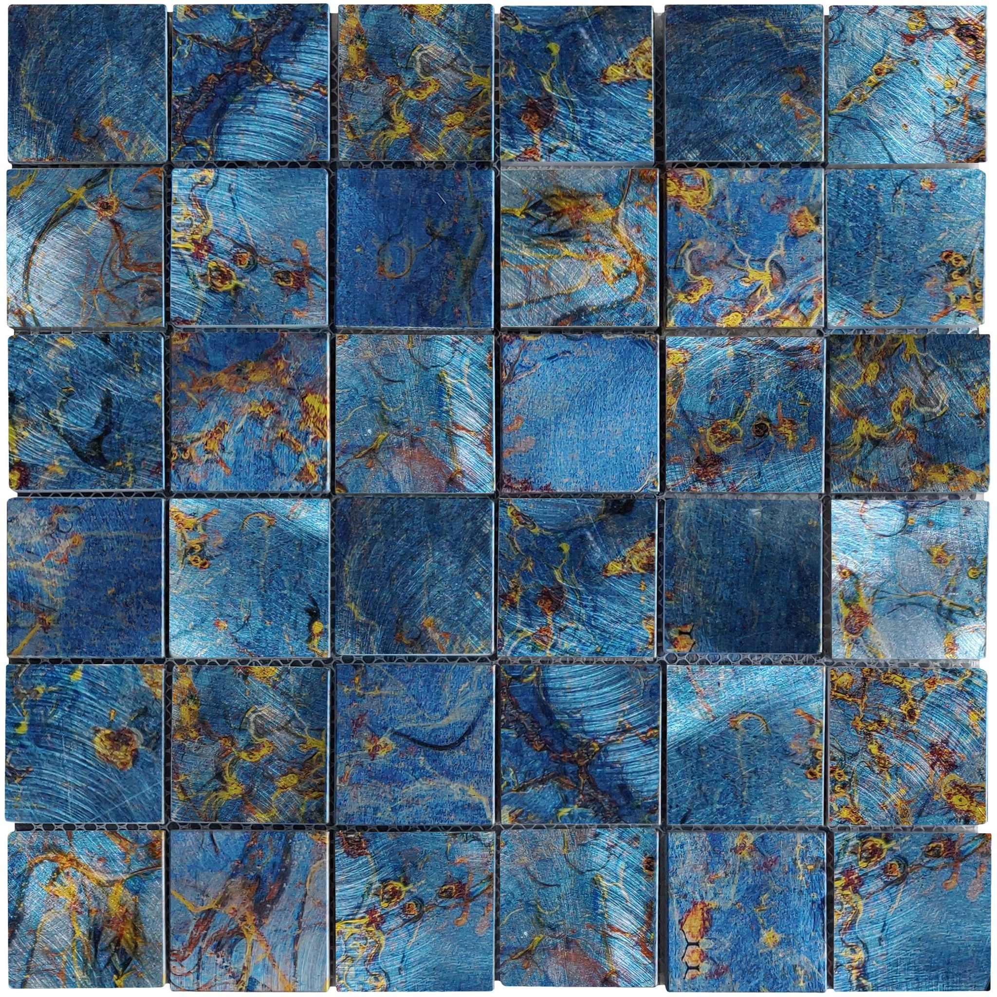 Blue Aluminum 2"x2" Mix Mosaic