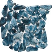 Glass Pebble Blue Marble Pattern Mix Mosaic 11.4"x11.4" | LA TERRA STONE
