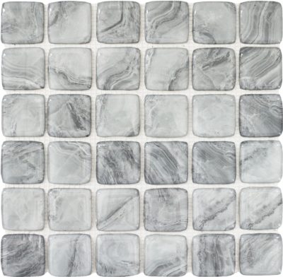 Glass Square Light Grey Marble Pattern Mix Mosaic