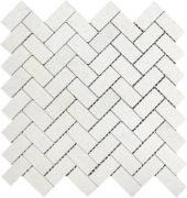 Herringbone Crystal White Marble Polished 1"x2" | LA TERRA STONE