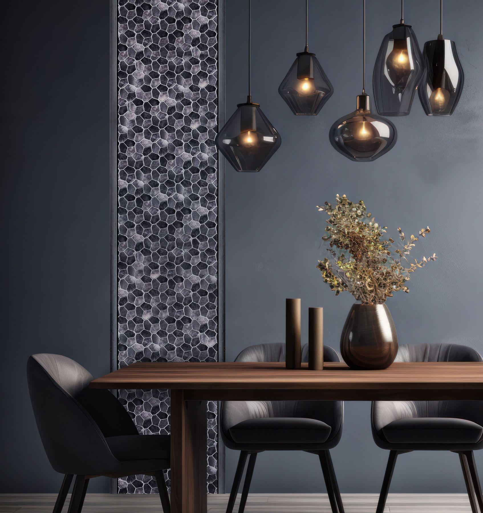 Hexagon Aluminum Mix Grey Mosaic  | LA TERRA STONE