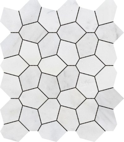 Irregular Hexagon White Grey Marble