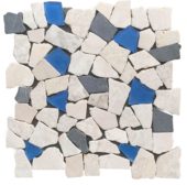Mini Opus Beige Grey Marble Mix & Blue Glass | LA TERRA STONE