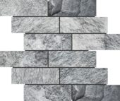 Slate Stone Grey Glazed Ceramic 2"x6" Brick Mosaic | LA TERRA STONE